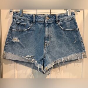 PacSun Medium Blue Roll Cuff Denim Mom Shorts